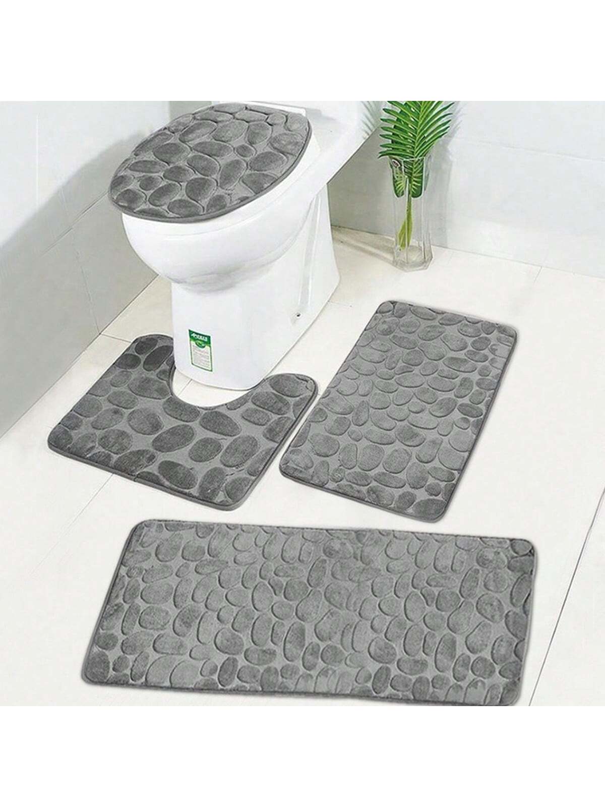 حصيرة أرضية مخملية بنمط الصخور الرمادية لامعة