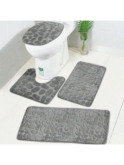 حصيرة أرضية مخملية بنمط الصخور الرمادية لامعة