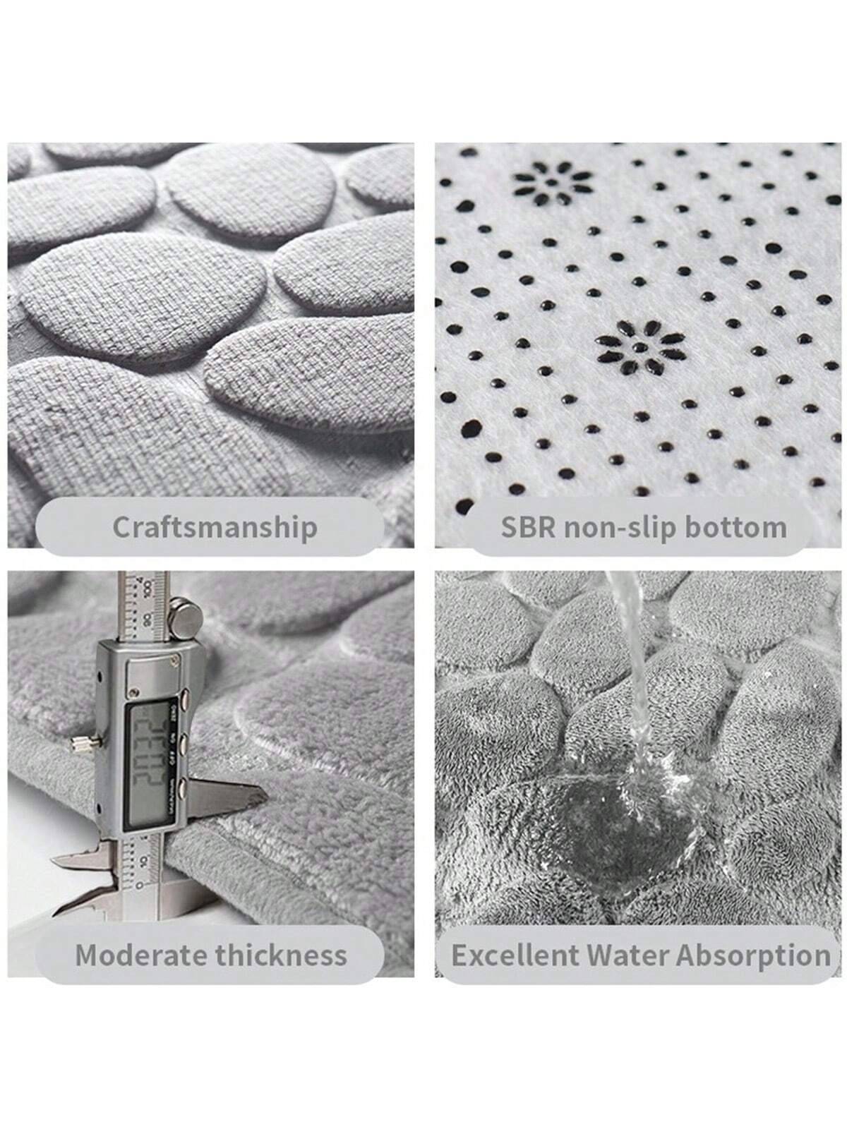 حصيرة أرضية مخملية بنمط الصخور الرمادية لامعة