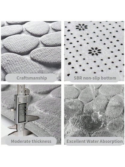 حصيرة أرضية مخملية بنمط الصخور الرمادية لامعة