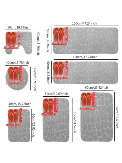 حصيرة أرضية مخملية بنمط الصخور الرمادية لامعة