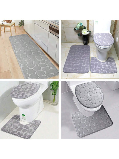 حصيرة أرضية مخملية بنمط الصخور الرمادية لامعة