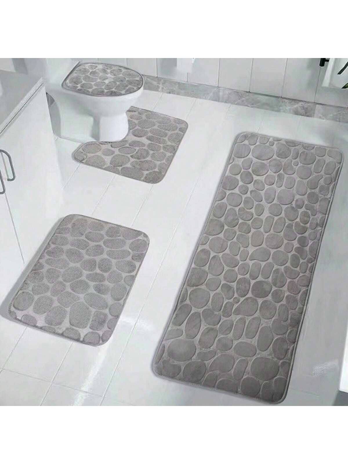 حصيرة أرضية مخملية بنمط الصخور الرمادية لامعة