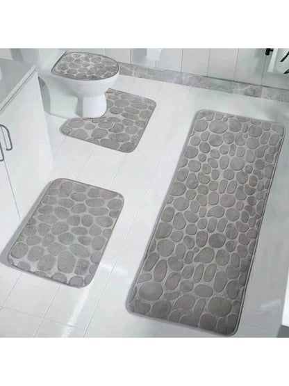 حصيرة أرضية مخملية بنمط الصخور الرمادية لامعة