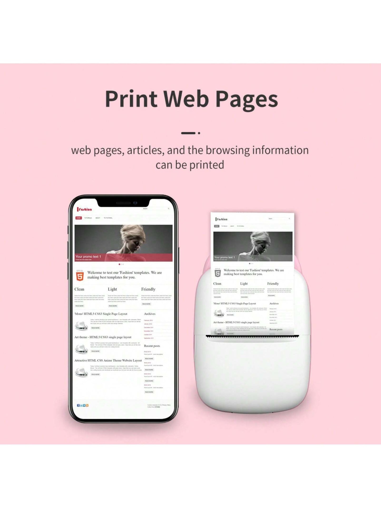 طابعة محمولة لاسلكية صغيرة، طابعة جيبية للورق الحراري مزودة بلفة واحدة من ورق الطباعة، لتطبيق Android أو IOS، طابعة بدون حبر ، مناسبة للمنزل والمكتب والتعلم ، اللون الوردي