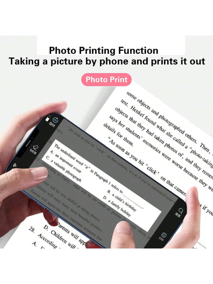 طابعة محمولة لاسلكية صغيرة، طابعة جيبية للورق الحراري مزودة بلفة واحدة من ورق الطباعة، لتطبيق Android أو IOS، طابعة بدون حبر ، مناسبة للمنزل والمكتب والتعلم ، اللون الوردي