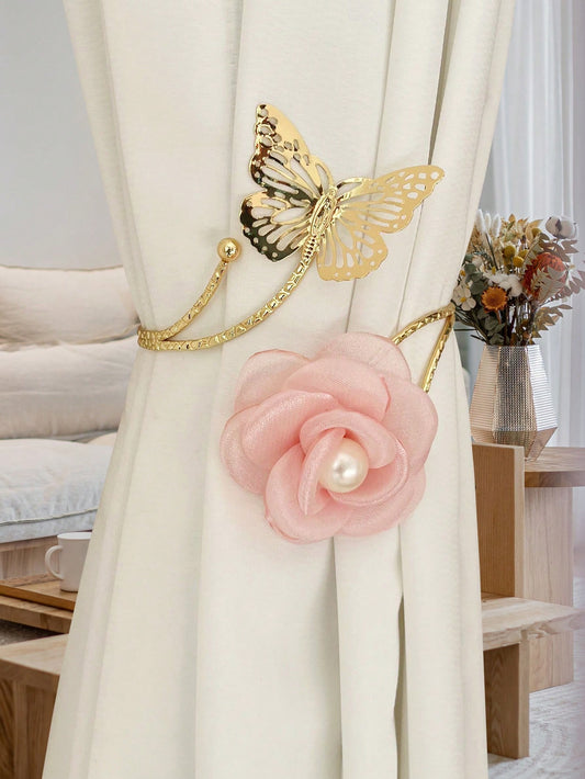 عروة ستارة بشكل الوردة 1قطعة ،مثبت ستارة بشكل زهرة 3d، تزيين نافذة، حامل تخزين الستائر