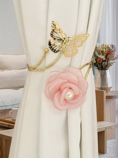 عروة ستارة بشكل الوردة 1قطعة ،مثبت ستارة بشكل زهرة 3d، تزيين نافذة، حامل تخزين الستائر