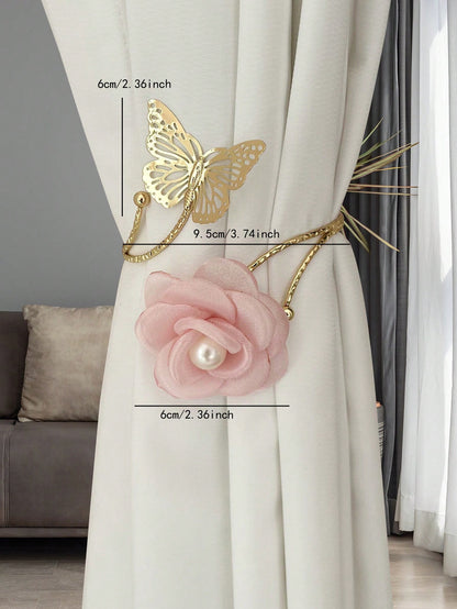 عروة ستارة بشكل الوردة 1قطعة ،مثبت ستارة بشكل زهرة 3d، تزيين نافذة، حامل تخزين الستائر