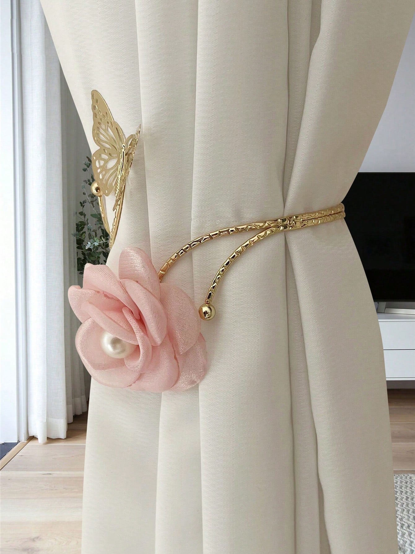 عروة ستارة بشكل الوردة 1قطعة ،مثبت ستارة بشكل زهرة 3d، تزيين نافذة، حامل تخزين الستائر