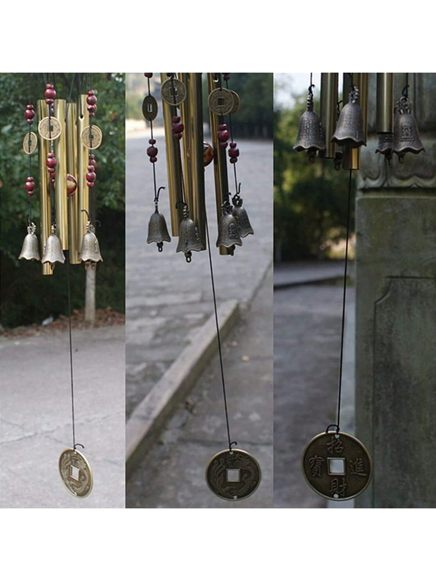 جرس الرياح الديكوري 1قطعة، جرس كبير من معدن الأنابيب للأماكن الخارجية يزين الفناء والحديقة