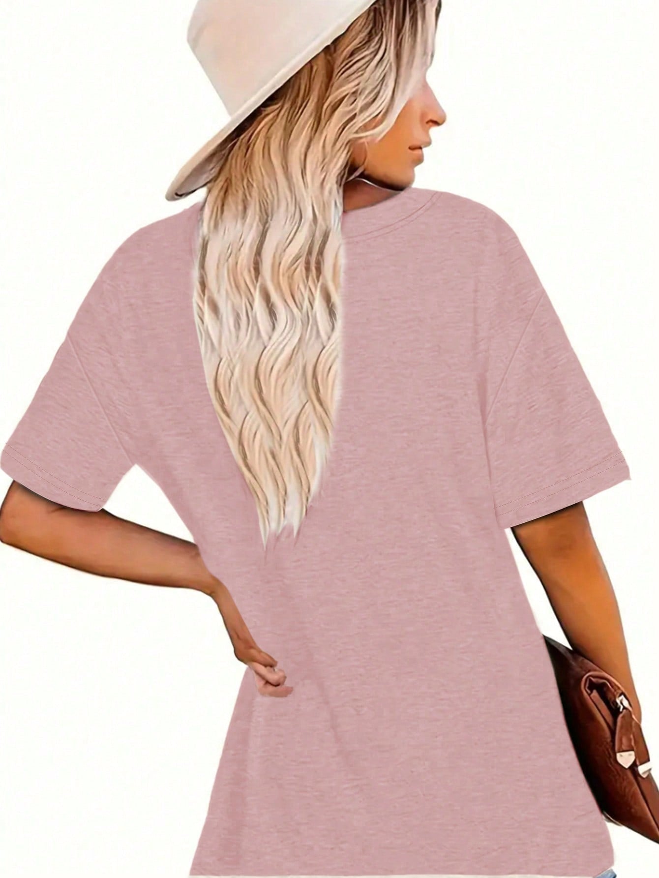 تي شيرت للسيدات  بطبعة زهور ورقبة دائرية