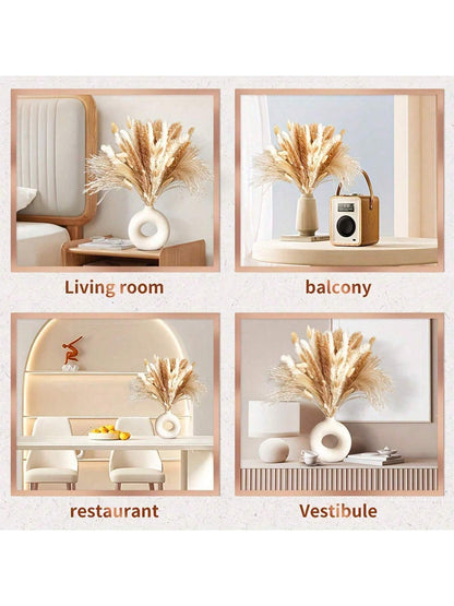 حزمة أعشاب بامباس العضوية الطبيعية المحفوظة 50 حبة - فن زهري لديكور المنزل البوهيمي والزفاف