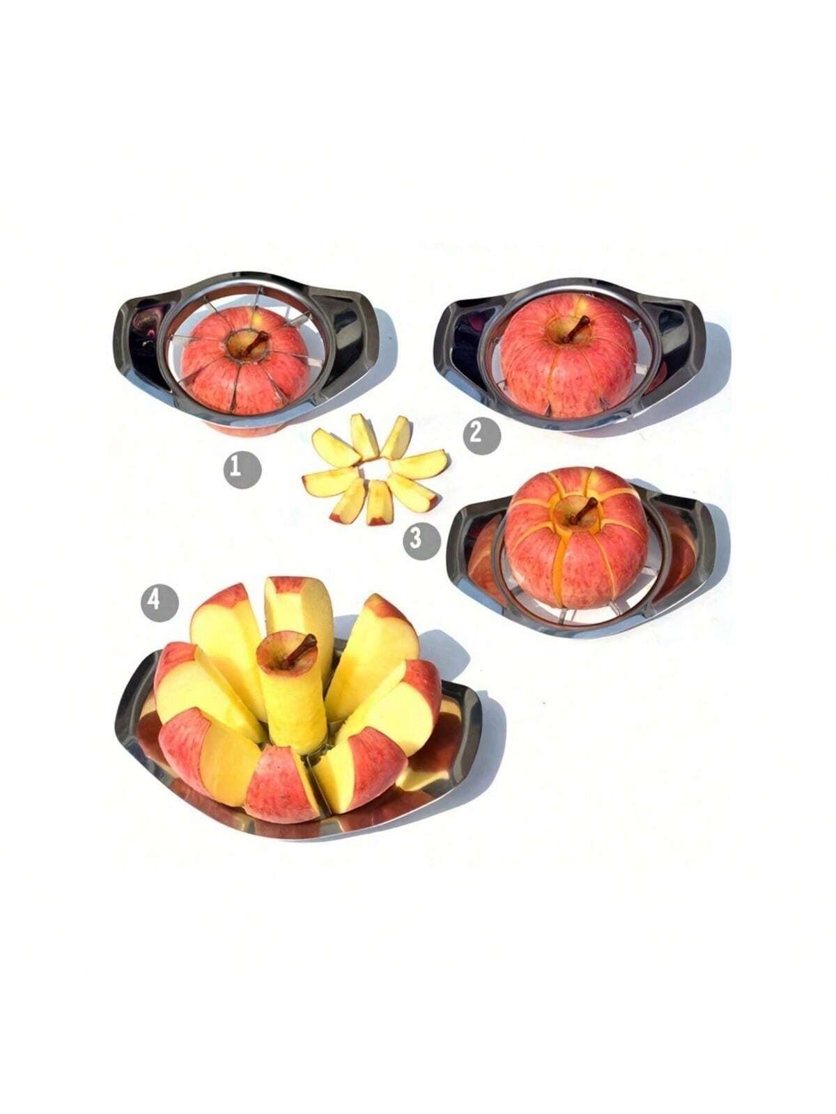 جهاز تقطيع التفاح اليدوي الفعّال والذي يوفر الوقت - شفرة دائرية مصنوعة من الفولاذ المقاوم للصدأ لقطع الفواكه بطريقة إبداعية، أداة مطبخك الأساسية، أدوات الخضار والفواكه، الأدوات المطبخية، القاطع، الطعام، السلطة، الديكور، التخزين، الحفلات، عيد الميلاد