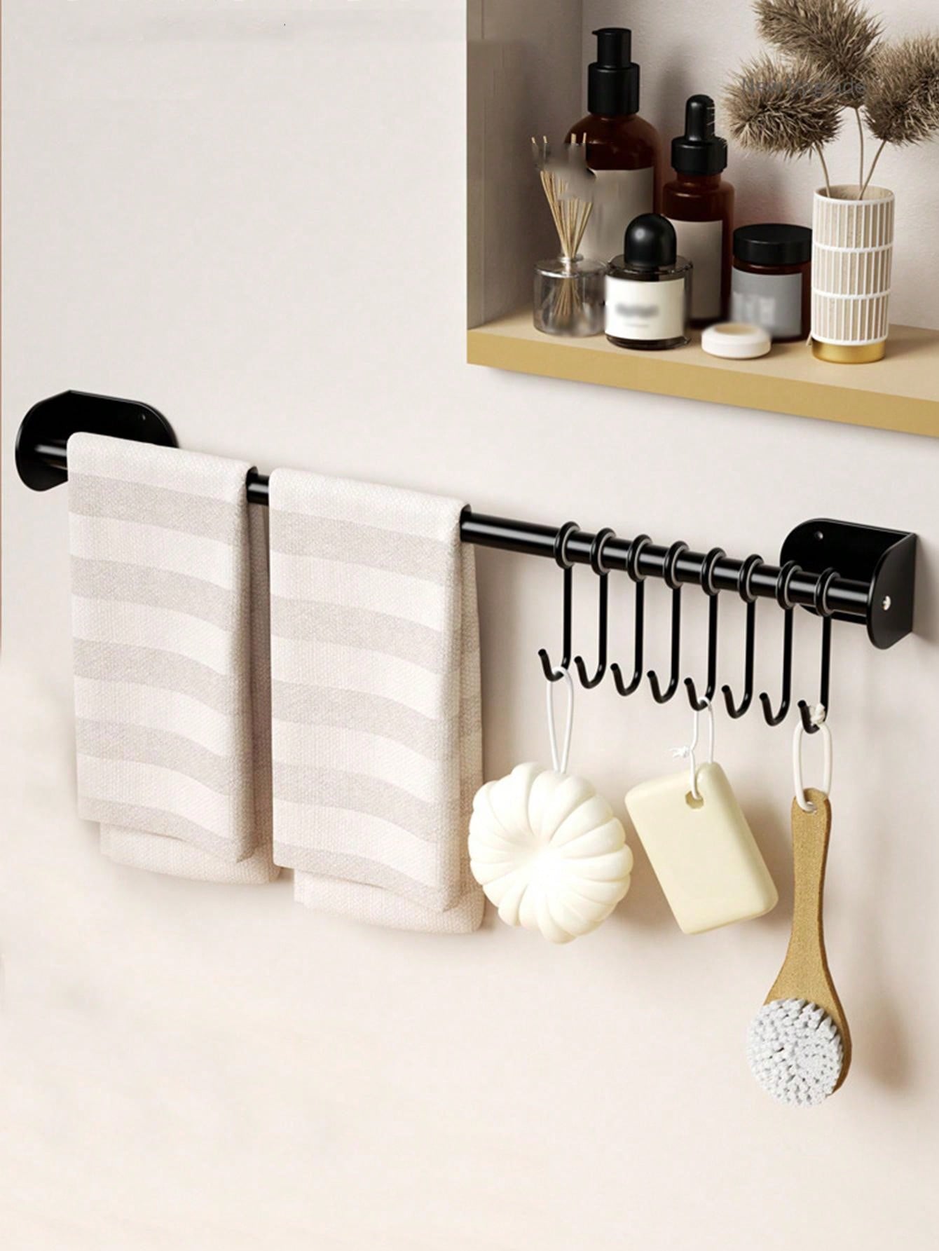 حامل أدوات المطبخ للتركيب على الحائط 1/2 قطعة، عصري، مزود بقضيب جداري، خطاف تخزين، قابل للتحريك، معلق قابل للتعليق، معلق الملعقة، حامل أدواتالمطبخ، منظم حامل تخزين معدات المطبخ، ملحقات المطبخ