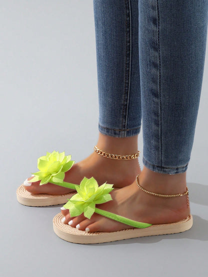 شبشب مقاوم للانزلاق للشاطئ مزود بديكور على شكل زهرة حلوة