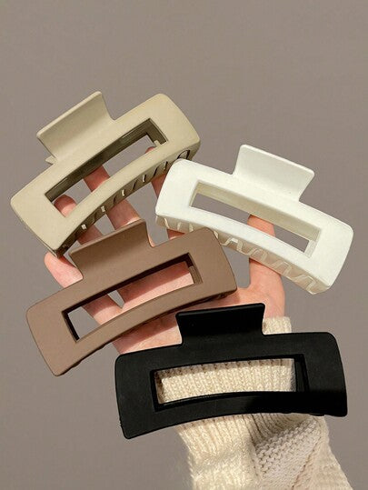 كليب شعر كبير شكل موجة للنساء بلاستيكي خفيف الوزن، أنيق ورشيق باللونين الأسود والبني، موضة متعددة الاستخدامات