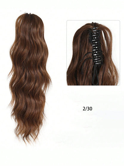 قوطة شعر مجعدة طويلة بنمط موجات الماء مع مشبك المخلب ومصنوعة من ألياف عالية الحرارة