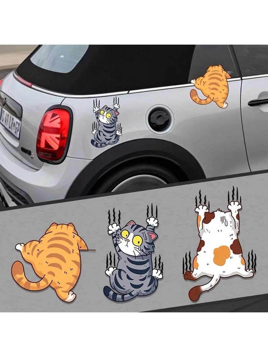 ملصقات قطة كرتونية لطيفة، مناسبة للسيارات والدراجات النارية وزجاجات المياه والمزيد!
