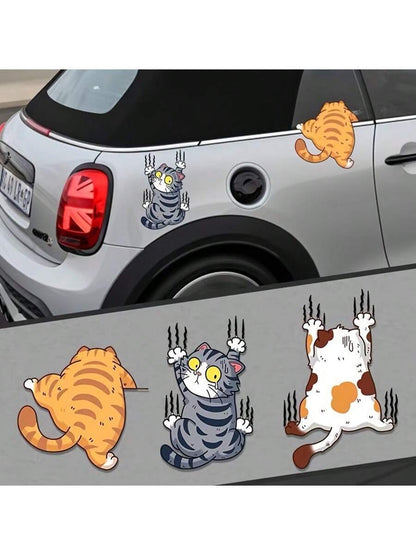 ملصقات قطة كرتونية لطيفة، مناسبة للسيارات والدراجات النارية وزجاجات المياه والمزيد!