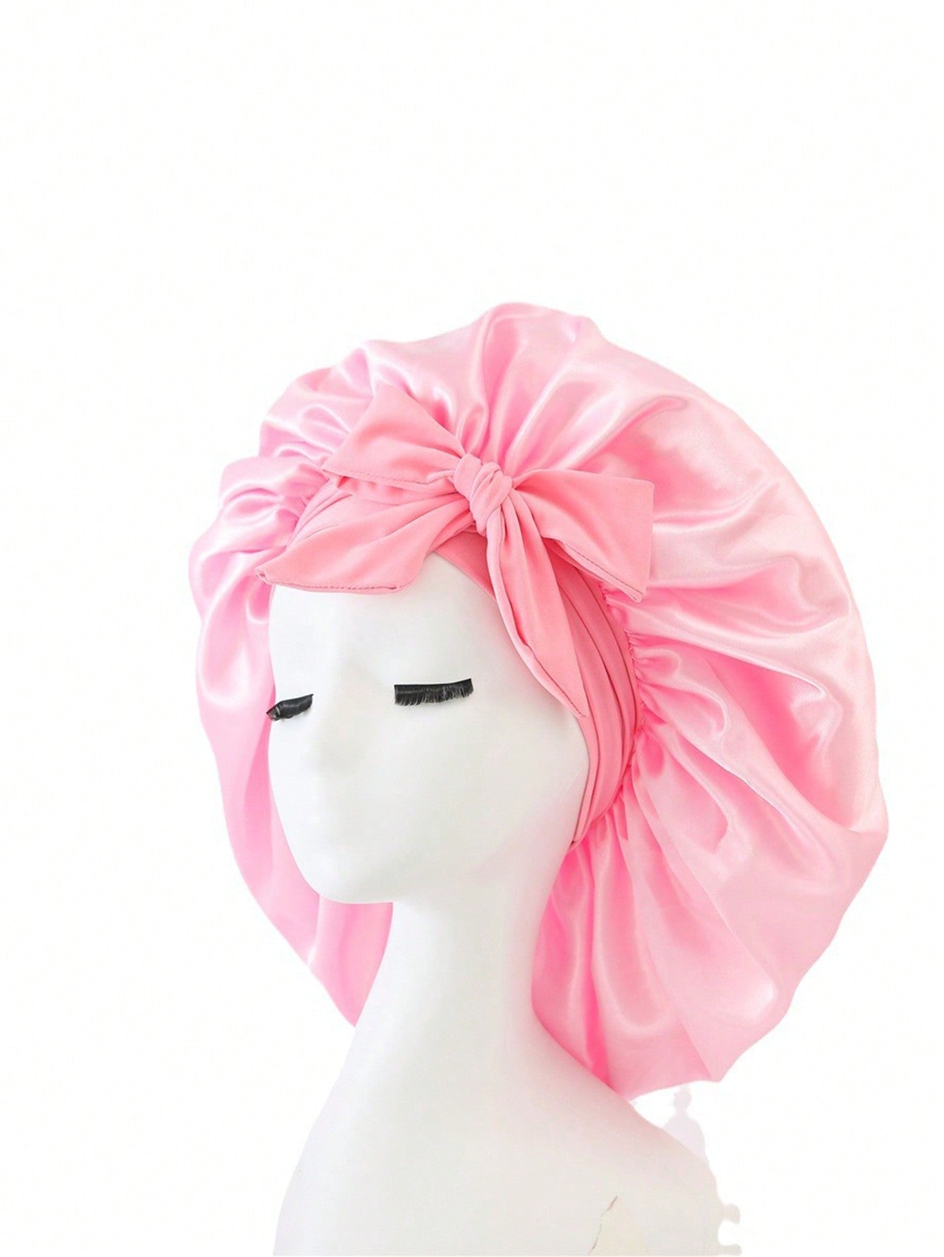 قبعة دائرية بشريط دينج وقوس زخرفي واسع مطاطي محاك من الحرير لتزيين الشعر مع حافة واسعة من الأقمشة الداخلية ليلية