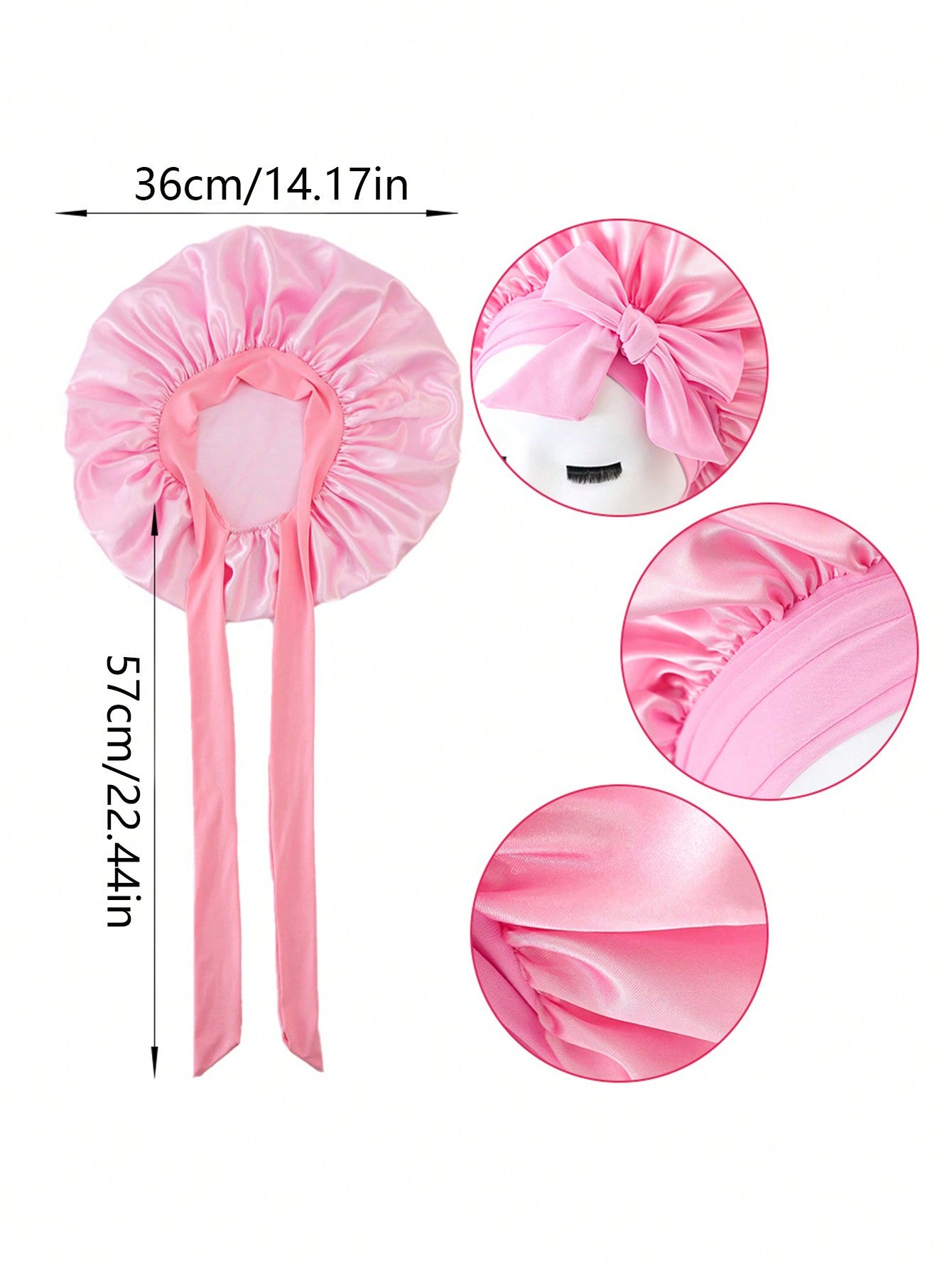 قبعة دائرية بشريط دينج وقوس زخرفي واسع مطاطي محاك من الحرير لتزيين الشعر مع حافة واسعة من الأقمشة الداخلية ليلية