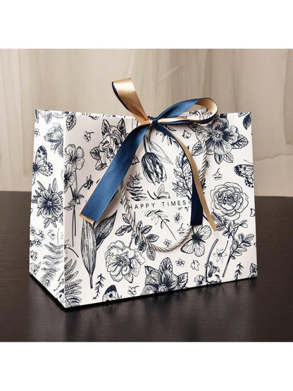 حقيبة هدايا ورقية مزخرفة بزهر الأسلوب