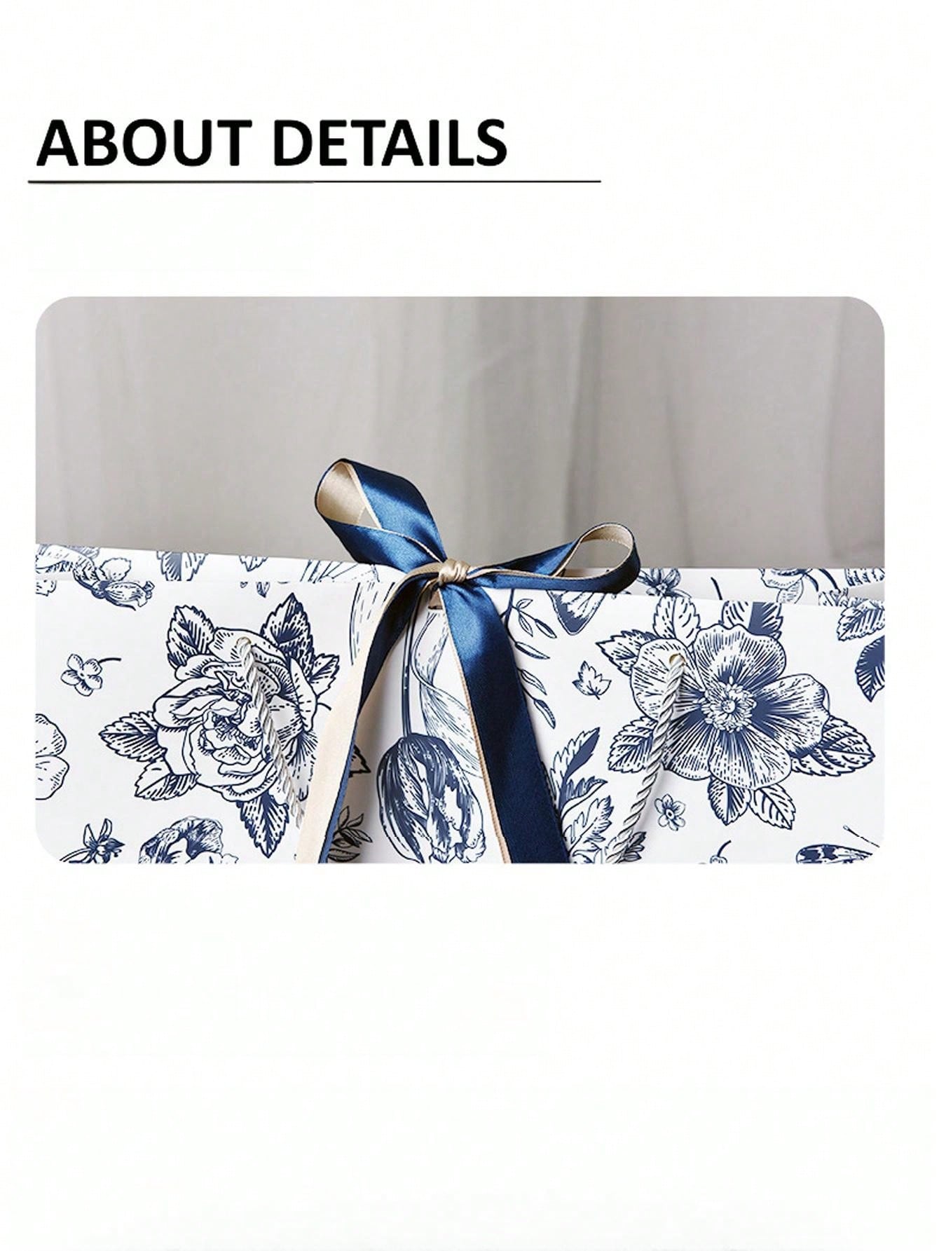 حقيبة هدايا ورقية مزخرفة بزهر الأسلوب