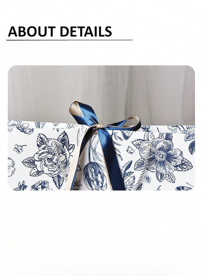 حقيبة هدايا ورقية مزخرفة بزهر الأسلوب