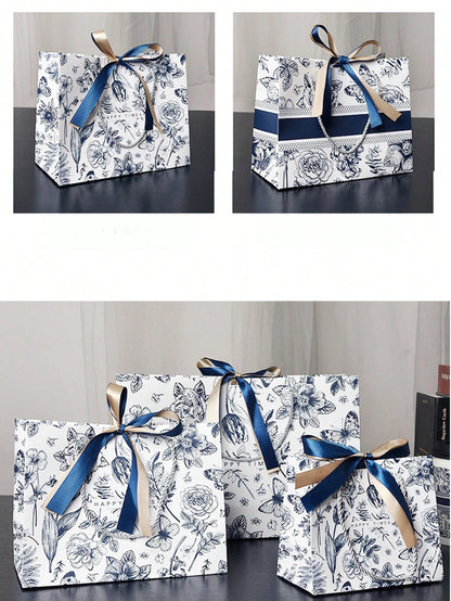 حقيبة هدايا ورقية مزخرفة بزهر الأسلوب