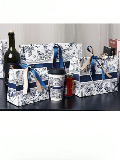 حقيبة هدايا ورقية مزخرفة بزهر الأسلوب