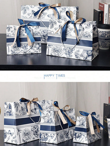 حقيبة هدايا ورقية مزخرفة بزهر الأسلوب