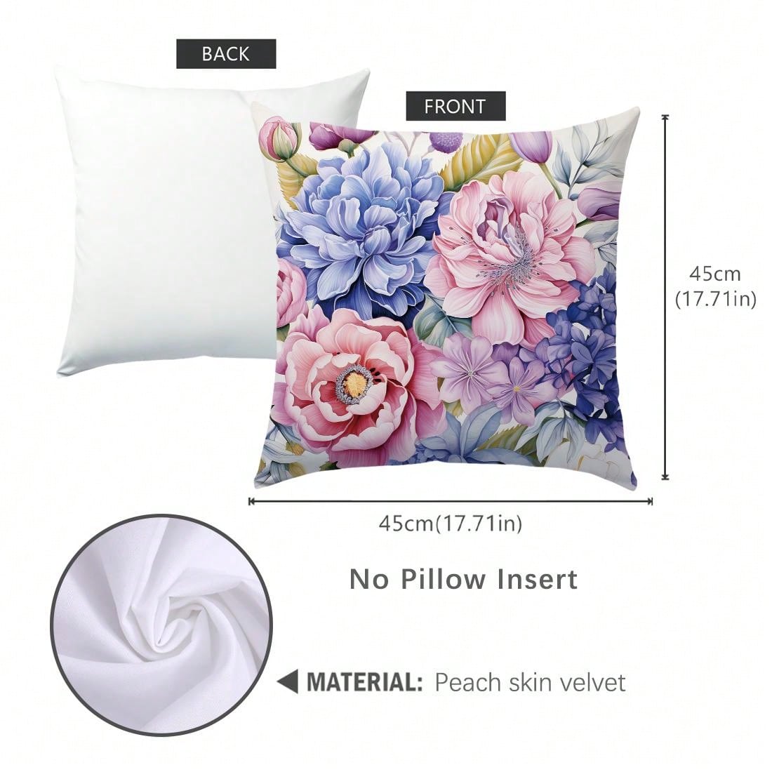 غطاء وسادة زهري  مصنوع من نسيج جلد الخوخ