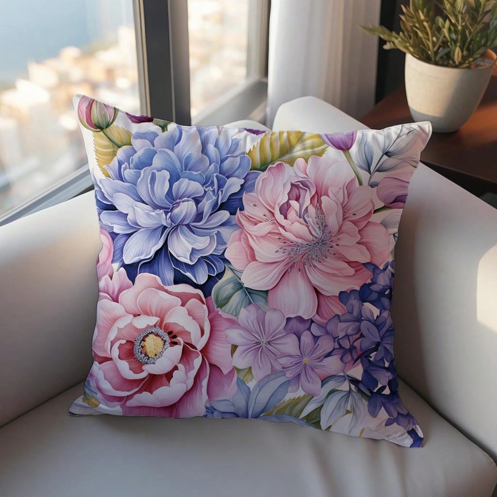 غطاء وسادة زهري  مصنوع من نسيج جلد الخوخ