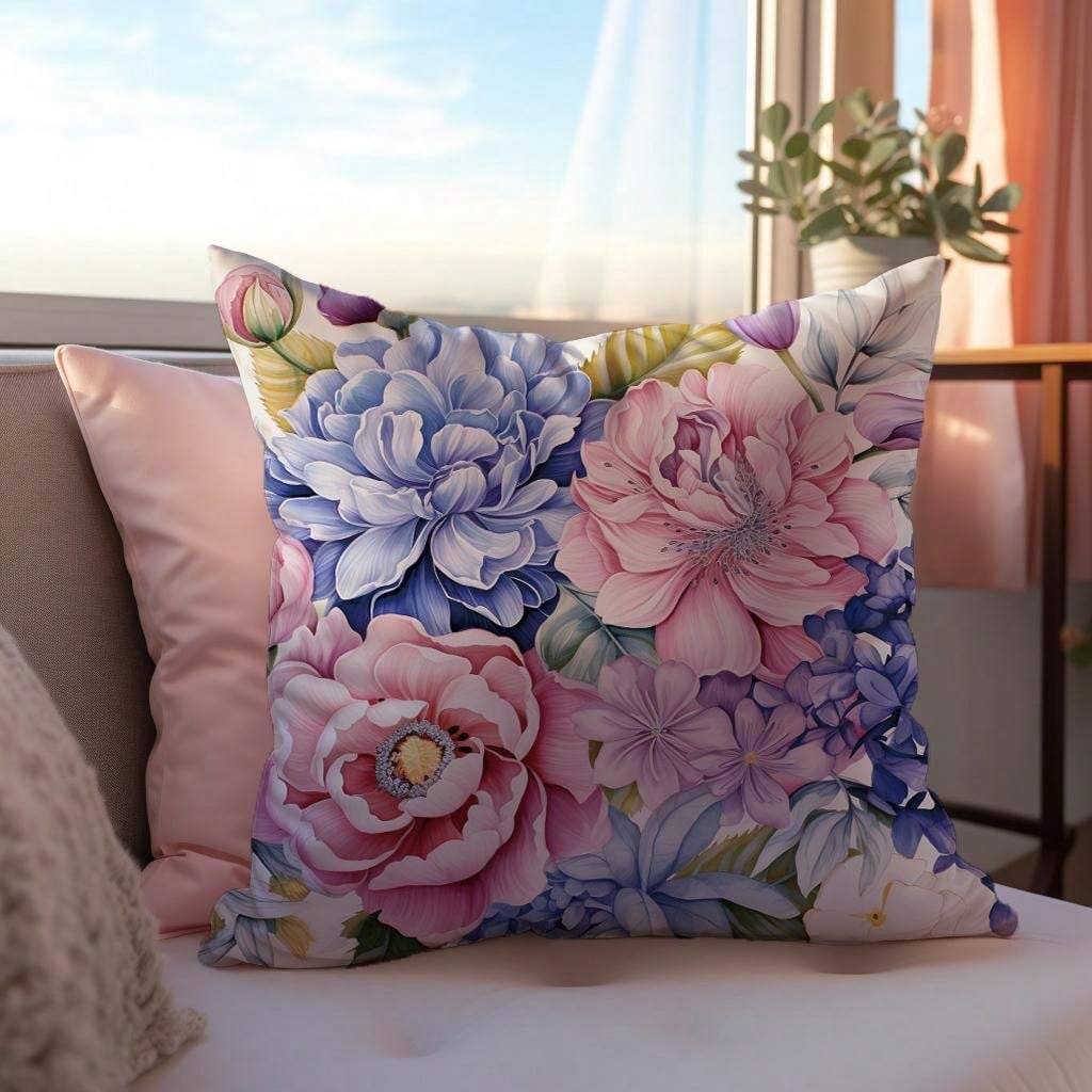 غطاء وسادة زهري  مصنوع من نسيج جلد الخوخ