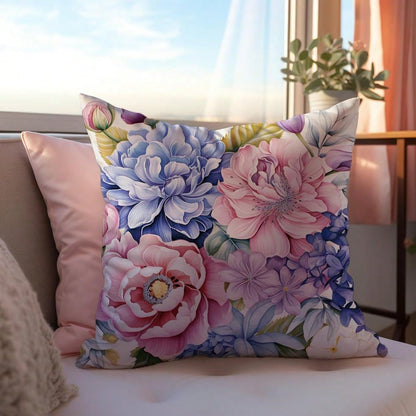 غطاء وسادة زهري  مصنوع من نسيج جلد الخوخ