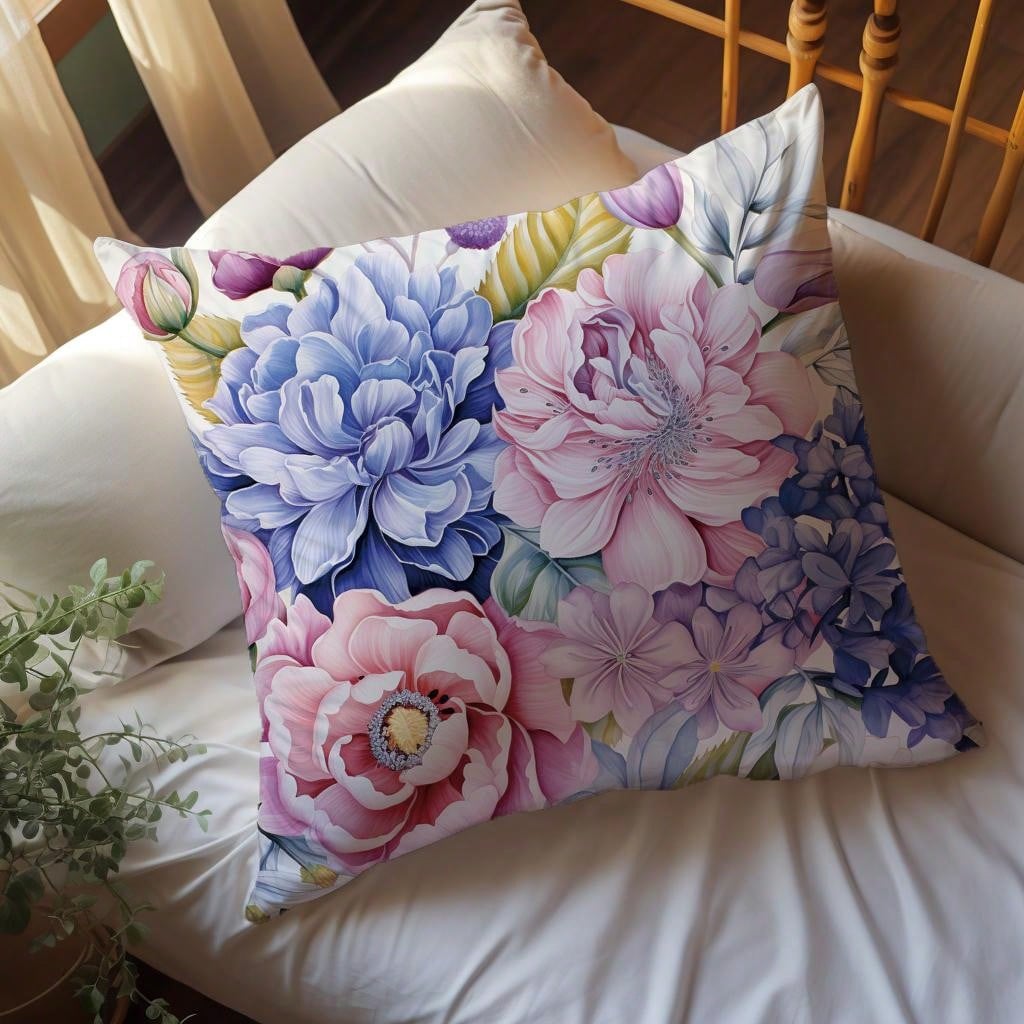 غطاء وسادة زهري  مصنوع من نسيج جلد الخوخ