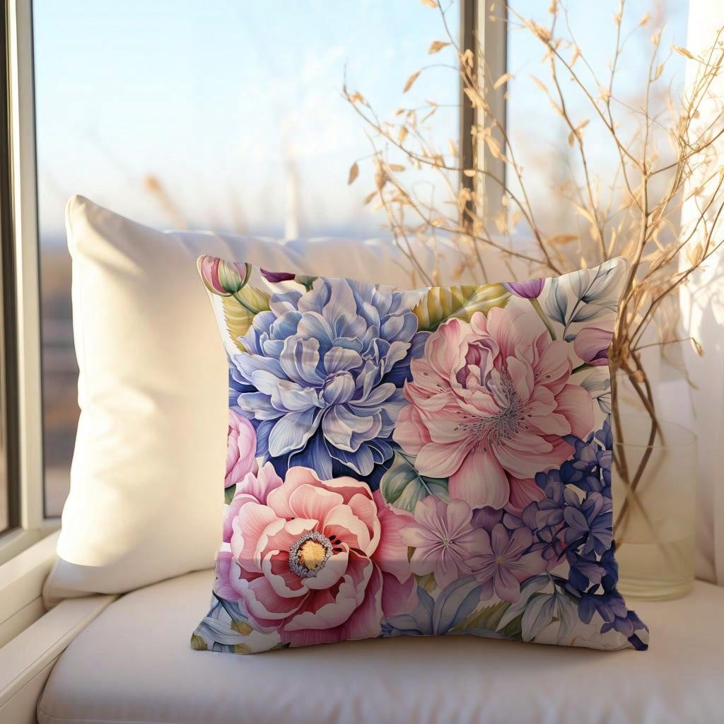 غطاء وسادة زهري  مصنوع من نسيج جلد الخوخ