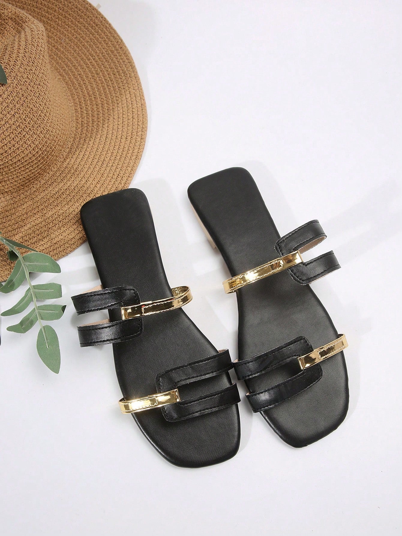 صندل مريح كاجوال انيق بكعب مسطح أو معتدل للسيدات، شبشب مريح