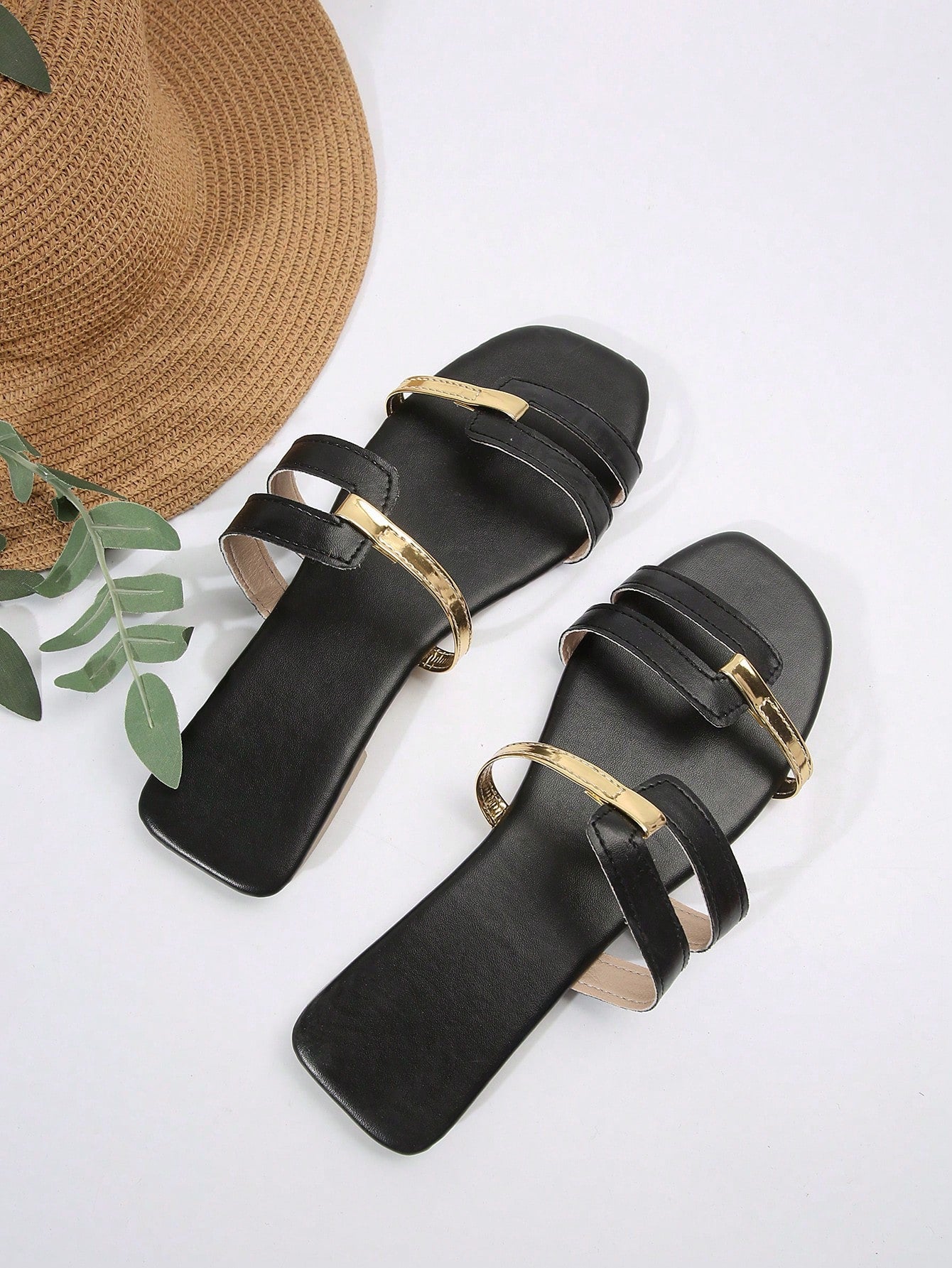 صندل مريح كاجوال انيق بكعب مسطح أو معتدل للسيدات، شبشب مريح