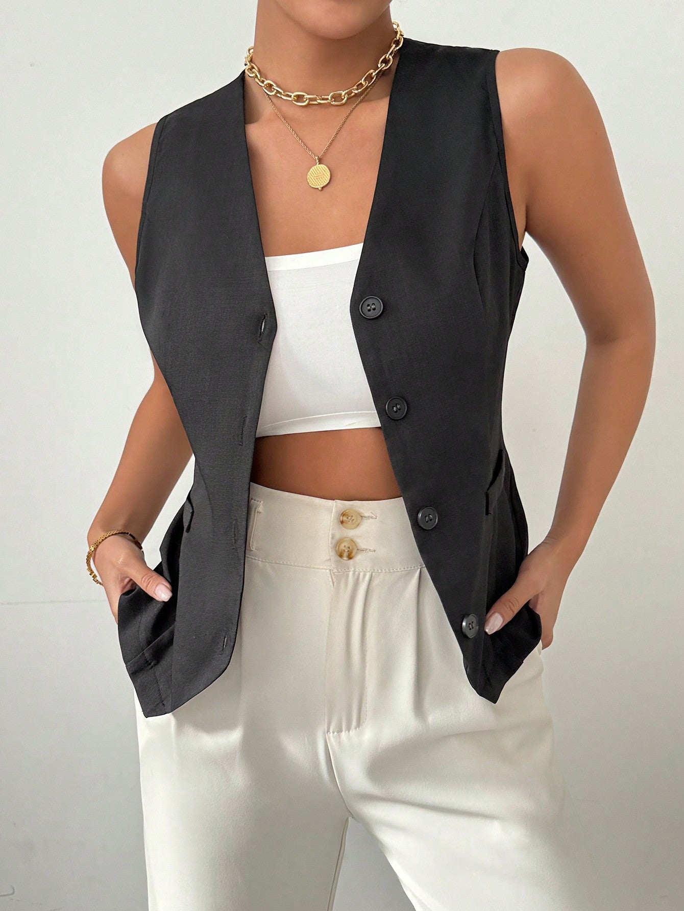 سترة نسائية مقصوصة بلاك، بدلة عباية بلا أكمام