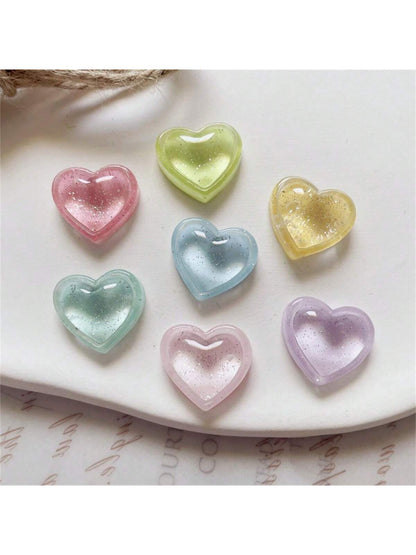 مجموعة من 21 قطعة من المغناطيسات المزخرفة بشكل قلب شفافة من اللامع لتزيين المطبخ والثلاجة