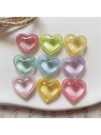 مجموعة من 21 قطعة من المغناطيسات المزخرفة بشكل قلب شفافة من اللامع لتزيين المطبخ والثلاجة
