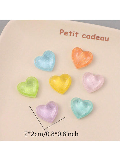 مجموعة من 21 قطعة من المغناطيسات المزخرفة بشكل قلب شفافة من اللامع لتزيين المطبخ والثلاجة