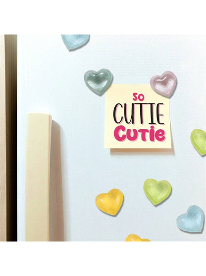 مجموعة من 21 قطعة من المغناطيسات المزخرفة بشكل قلب شفافة من اللامع لتزيين المطبخ والثلاجة