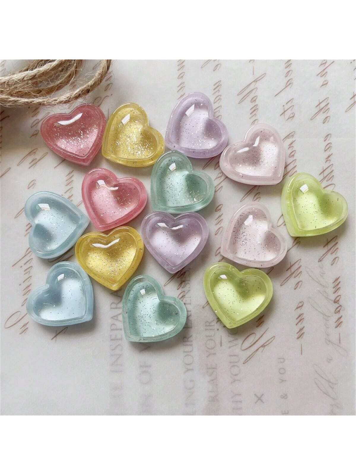مجموعة من 21 قطعة من المغناطيسات المزخرفة بشكل قلب شفافة من اللامع لتزيين المطبخ والثلاجة