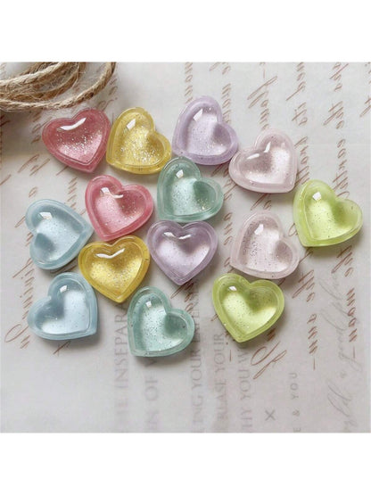 مجموعة من 21 قطعة من المغناطيسات المزخرفة بشكل قلب شفافة من اللامع لتزيين المطبخ والثلاجة