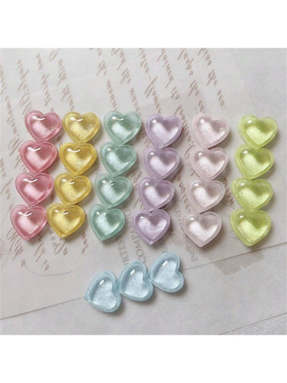 مجموعة من 21 قطعة من المغناطيسات المزخرفة بشكل قلب شفافة من اللامع لتزيين المطبخ والثلاجة
