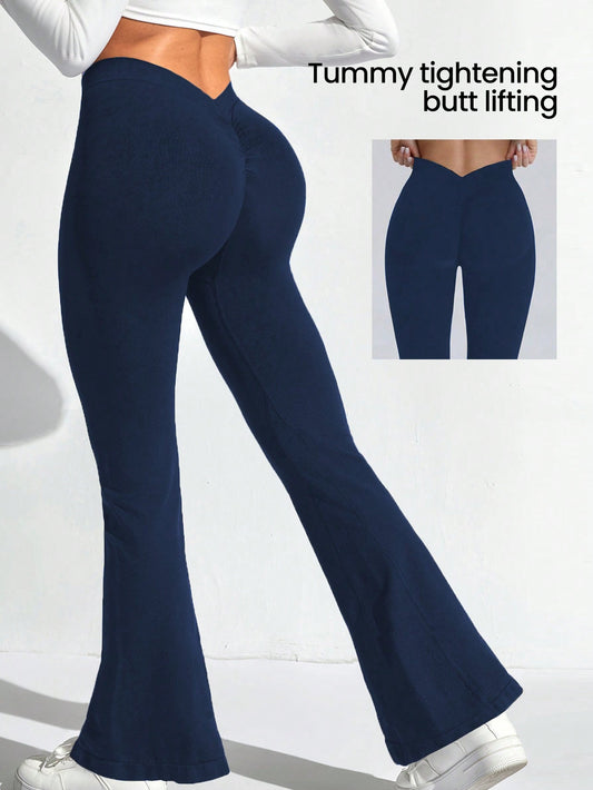 سروال رياضي بقصة جذابة ومريحة للنساء بلون سادة و قصة ضيقة