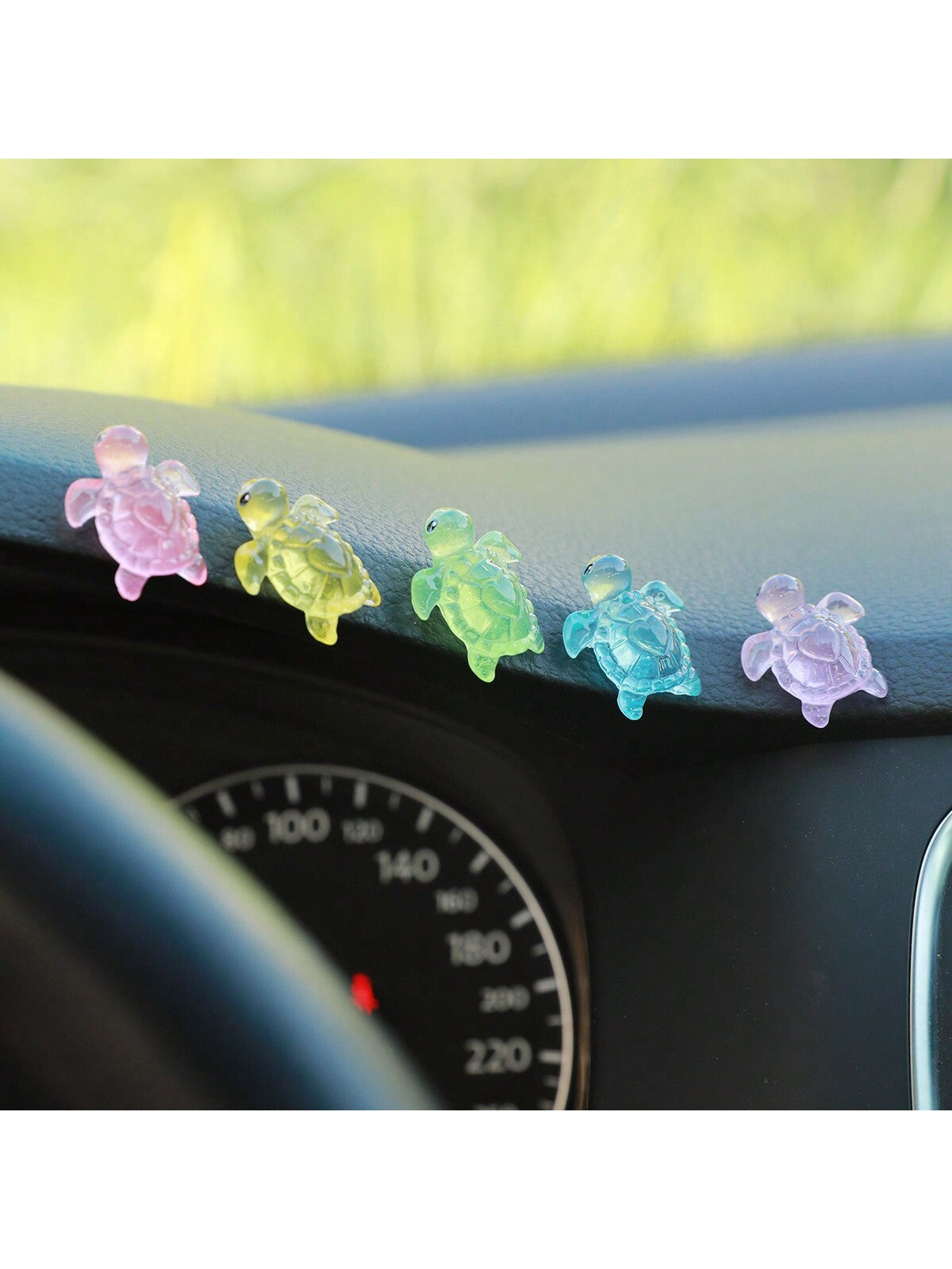 زخرفة السيارة للداخلية مكونة من 5 قطع سلاحف الراتنج الرائعة، اكسسوارات زخرفية إبداعية للسيارة
